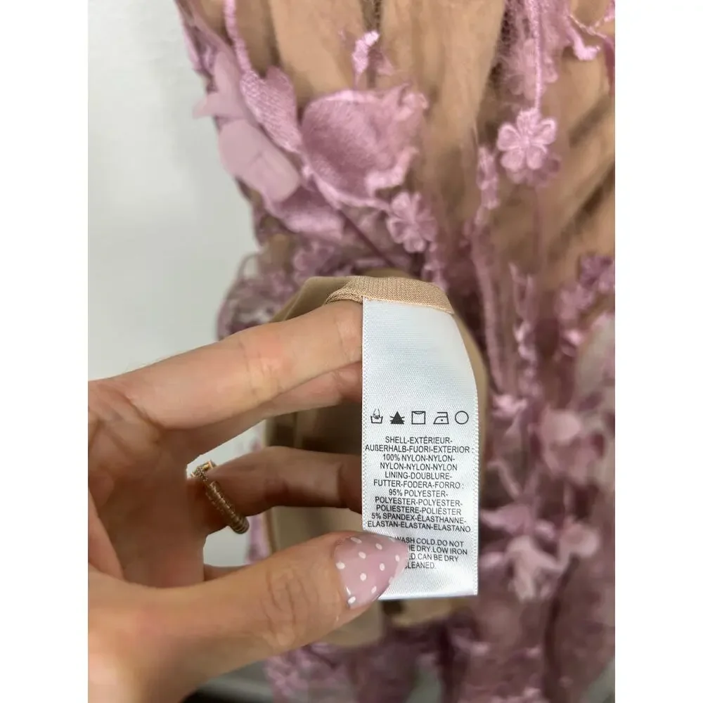 Dress the Population Audrey Floral Applique Fit & Flare Dress Pink Large - Picture 7 of 9